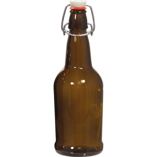 EZ Cap Swing Top Bottles | Amber Glass Bottles | 16 oz | Case of 12