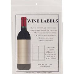 Bottle Labels - Wine - Pack of 32 Labels (8 sheets)