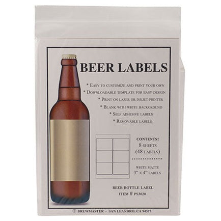 Bottle Labels - Beer - Pack of 48 labels (8 sheets)