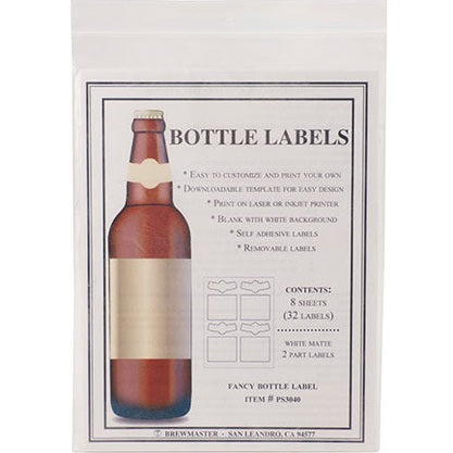 Bottle Labels - 2-Part - Pack of 32 labels (8 sheets)