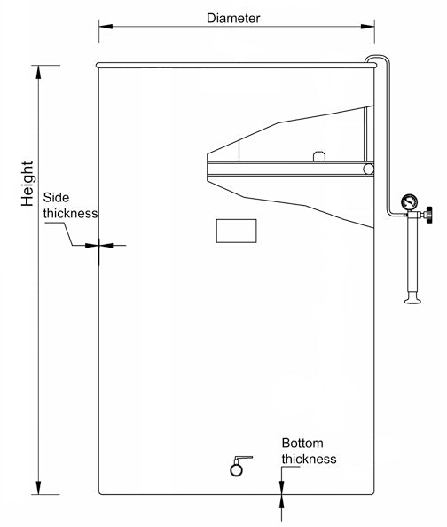 500 L Variable Capacity Tank - Flat Bottom - 1 in BSP Valve