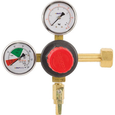 Taprite Dual Gauge CO2 Regulator | High Performance Primary Regulator | 0-50 PSI Working Pressure | CGA320 Inlet | One Way Shutoff Valve | 5/16