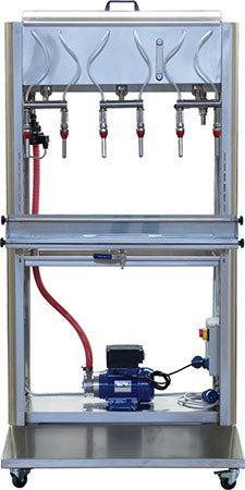 EnoItalia Wine Bottle Filler (Professional) - 6 Spout on Cart with Pump and Float Switch