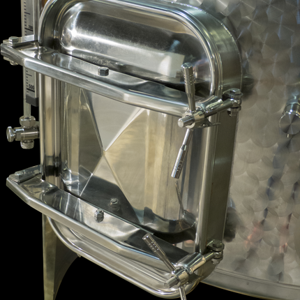 2200 l (581 gal) Speidel Variable Volume Max Jacketed Dish Bottom Tank with Oversized Manway, Extended Legs