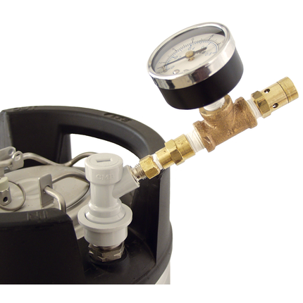 Ball Lock Quick Disconnect (QD) Adjustable Spunding Valve W/Pressure Gauge