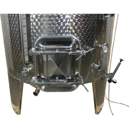 2200 l (581 gal) Speidel Variable Volume Max Jacketed Dish Bottom Tank with Oversized Manway, Extended Legs - PLACEHOLDER