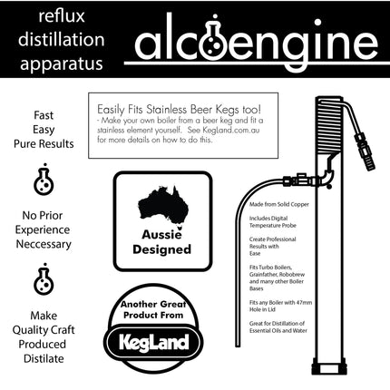 AlcoEngine - Copper Reflux Still w/ Garden Hose Quick Disconnect (QD)
