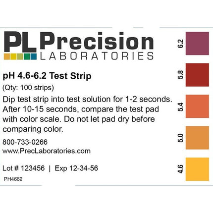 pH Paper - 4.6 to 6.2 For Beer - Vial of 100 Strips