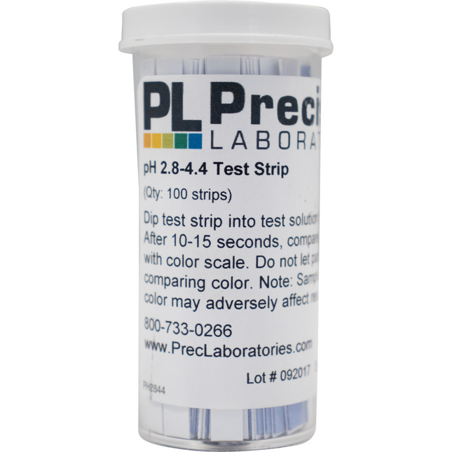 pH Paper - 2.8 to 4.4 For Wine - Vial of 100 Strips