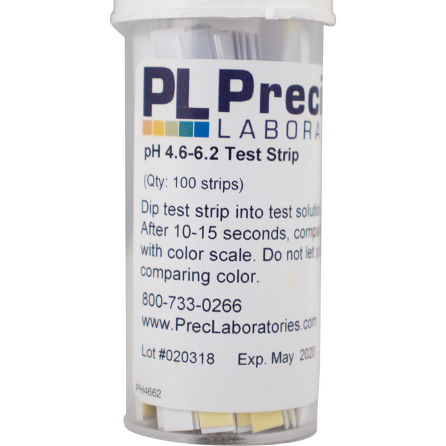 pH Paper - 4.6 to 6.2 For Beer - Vial of 100 Strips