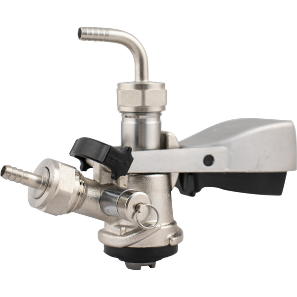 D-Style Keg Coupler | Sanke Keg Beer Tap | Stainless Steel Body & Probe | PRV | Beer & Gas Barbs Included