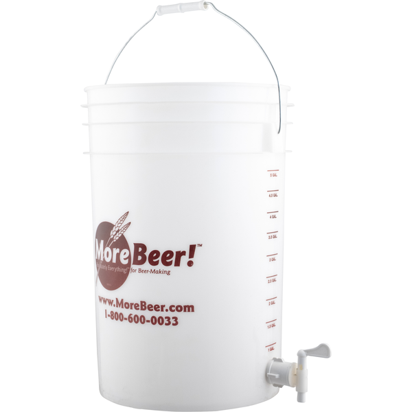 MoreBeer!® 6 Gallon Bucket | Food Grade Plastic Fermenter | Bottling Bucket w/ Spigot | Volume Markers