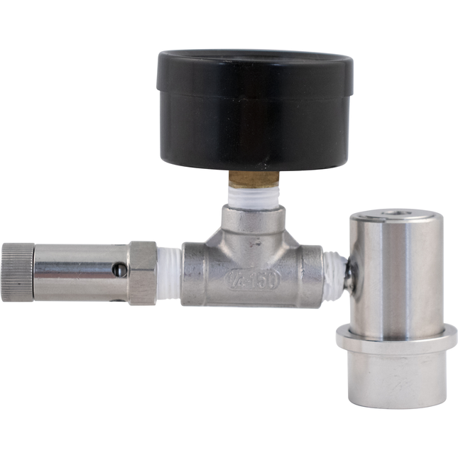 Ball Lock Stainless Quick Disconnect (QD) Adjustable Spunding Valve W/Pressure Gauge