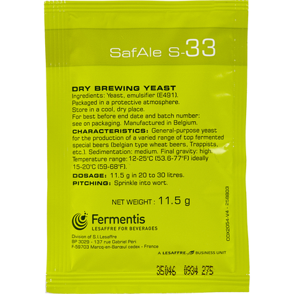 Fermentis Dry Yeast - Safbrew S-33 - PLACEHOLDER