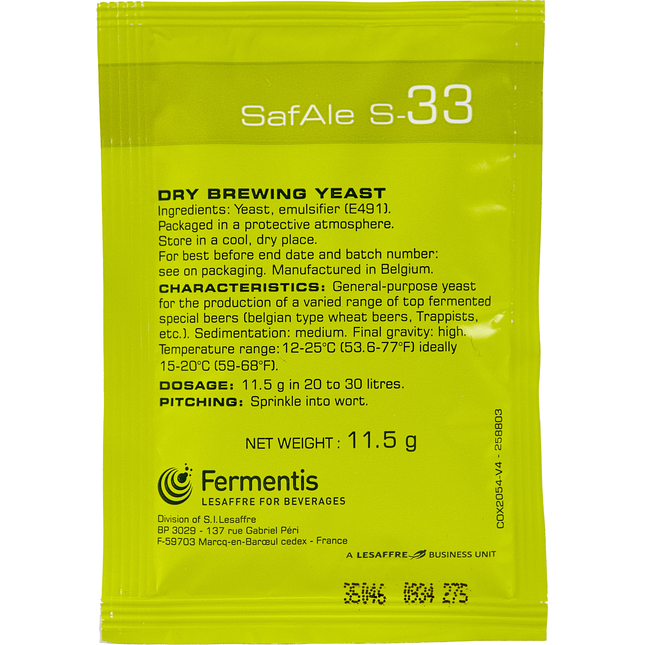 Fermentis Dry Yeast - Safbrew S-33 - PLACEHOLDER