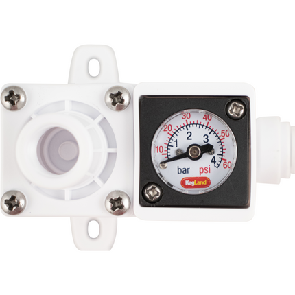Duotight In-Line Plastic Regulator w/ Integrated Pressure Gauge (0-60 psi) - 8 mm