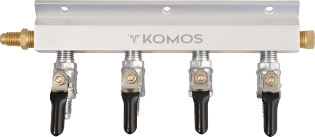 KOMOS Gas Manifold - 4 Way Aluminum - 1/4" Flare
