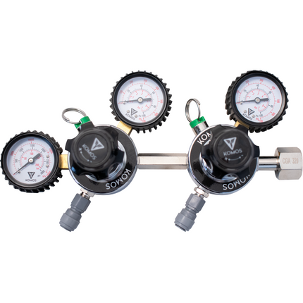 KOMOS Premium Dual Body CO2 Regulator - Three Gauge