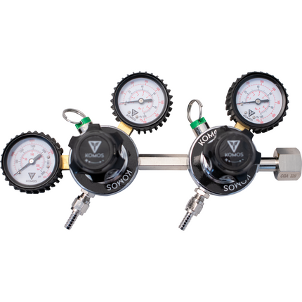 KOMOS Premium Dual Body CO2 Regulator - Three Gauge