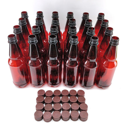 KegLand Amber PET Bottles 500mL w/ Screw Caps (Pack of 24)