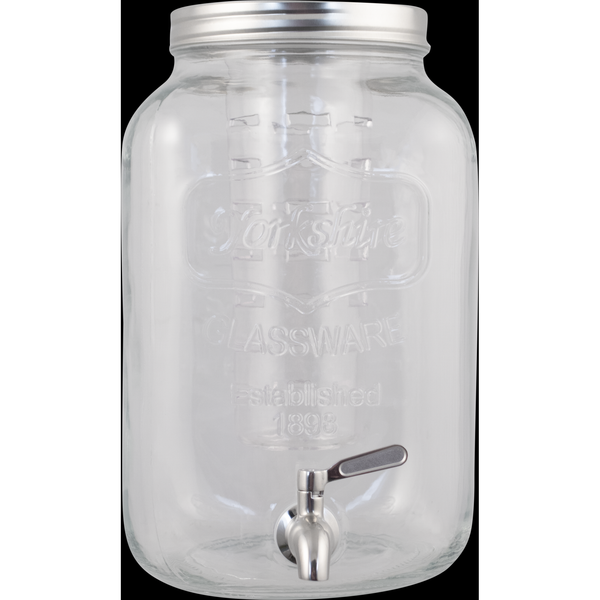 Glass Beverage Dispenser with Infuser and Stainless Spigot - 5L / 1.3 gal.