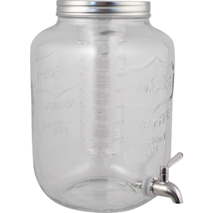 8L Glass Beverage Dispenser With Infuser and SS Spigot