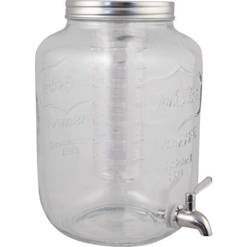 Glass Beverage Dispenser with Infuser | Stainless Spigot | 8L | 2.1 gal.
