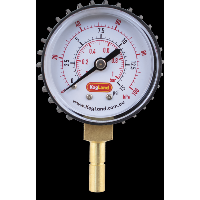 Push In Pressure Gauge - 8mm 5/16 in (0-15 psi)