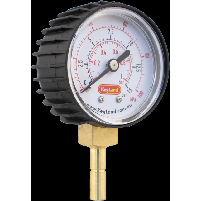Push In Pressure Gauge - 8mm 5/16 in (0-15 psi)