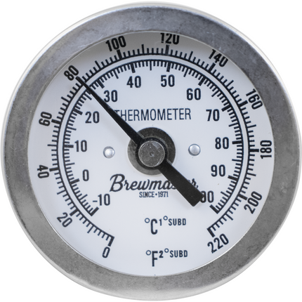 1/2" MPT Dial Thermometer for Kettles - 2 in. Face