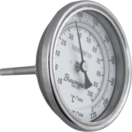 1/2" MPT Dial Thermometer For Kettles - 3 in. Face