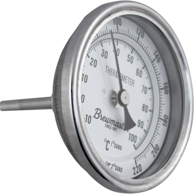 1/2" MPT Dial Thermometer For Kettles - 3 in. Face