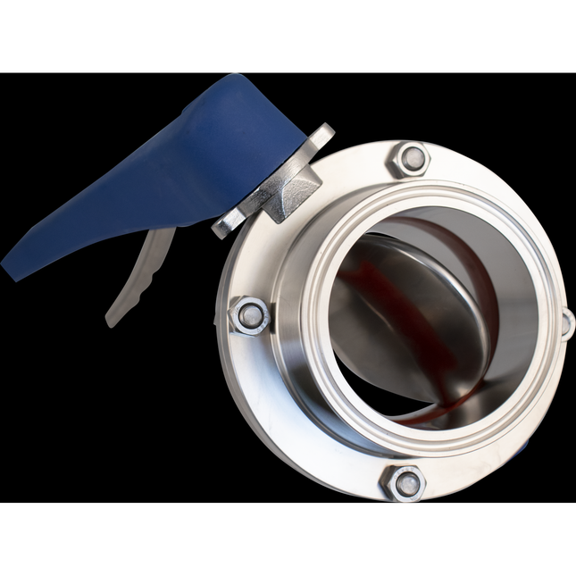 ForgeFit - 3 in. T.C. Butterfly Valve (304 S/S) 7 Position - Blue Plastic Handle