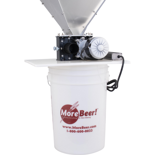 MaltZilla Motorized Grain Mill Complete Kit w/ Hopper, Power Supply, Base Board, MoreBeer Bucket