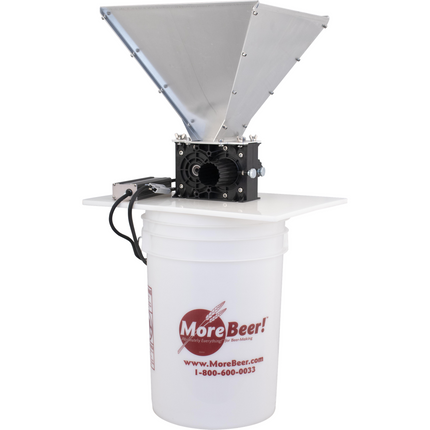 MaltZilla Motorized Grain Mill Complete Kit w/ Hopper, Power Supply, Base Board, MoreBeer Bucket