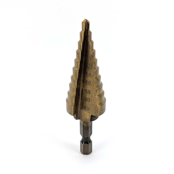 Step Drill Bit | Self-Starting | HSS High Speed Steel | Titanium Nitride Coated | 0.15 – 0.78 in.