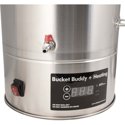 Bucket Buddy w/ Heating - 35L Stainless Steel Fermenter with Integrated 36W Element - 110-120V