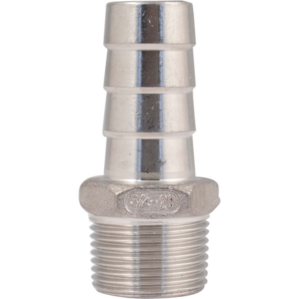 Stainless - 3/4 in. BSPP Male x 20 mm Hose Barb