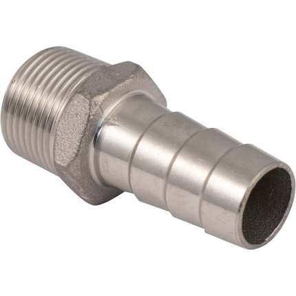 Stainless - 3/4 in. BSPP Male x 20 mm Hose Barb