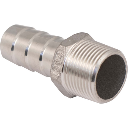 Stainless - 3/4 in. BSPP Male x 20 mm Hose Barb