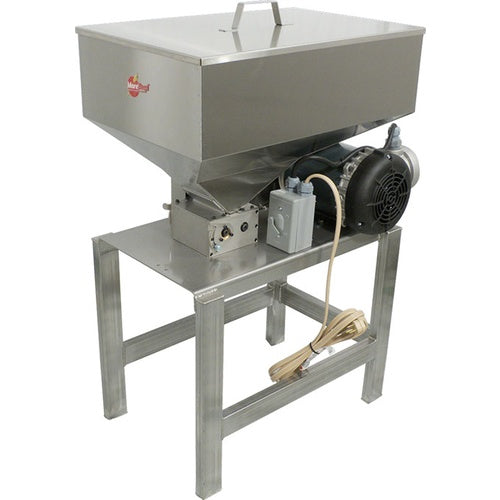 MoreBeer!® UltiMill | The Ultimate Grain Mill | 15 lbs/min | Fully Adjustable Hardened Steel Rollers | 60 lb Hopper Capacity | Wired On/Off Switch | 1/3 HP | Stainless Steel Stand & Mill Body - Used
