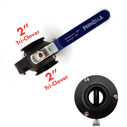 FermZilla Tri-Conical - Butterfly Valve - 2 in. x 2 in. T.C.