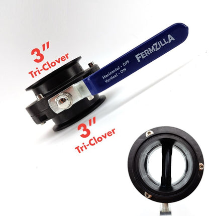 FermZilla Tri-Conical - Butterfly Valve - 3 in. x 3 in. T.C.