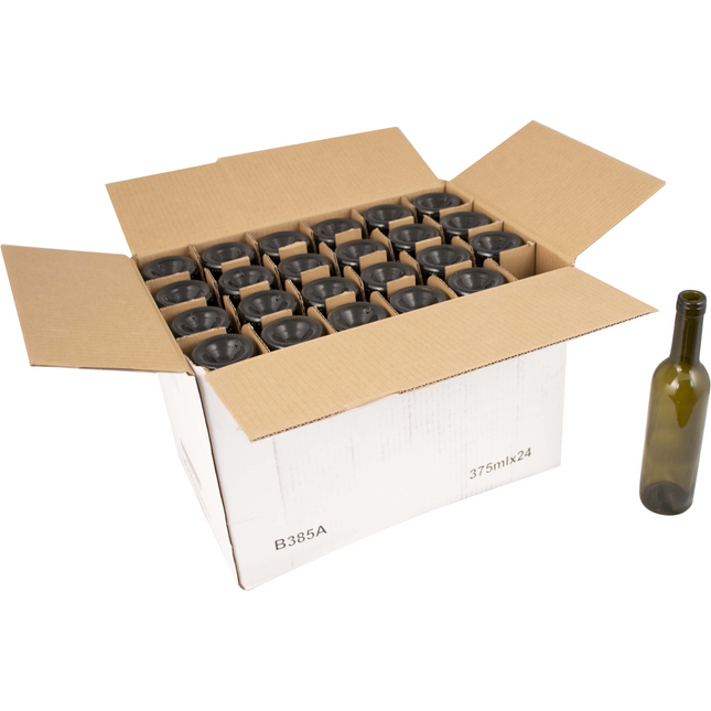 375mL Antique Green Claret/Bordeaux Farro Glass Wine Bottles - Case of 24 - PLACEHOLDER