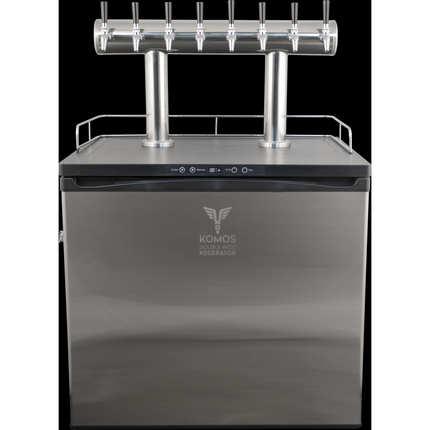 Komos Double T Bar Draft Tower - Brushed Stainless - 8 Tap