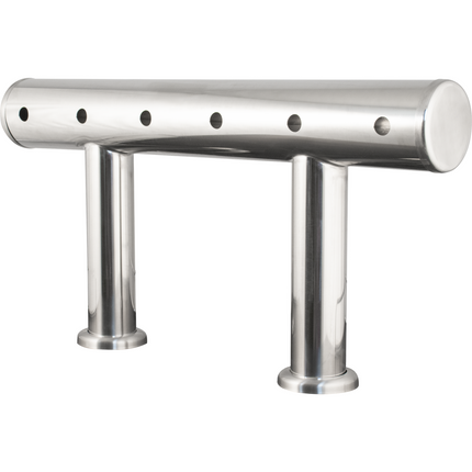 Komos Double T Bar Draft Tower - Brushed Stainless - 6 Tap
