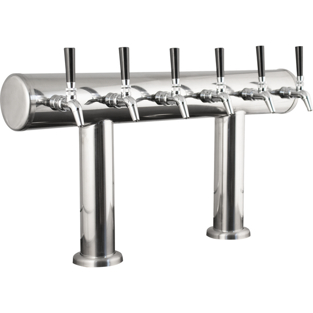 Komos Double T Bar Draft Tower - Brushed Stainless - 6 Tap