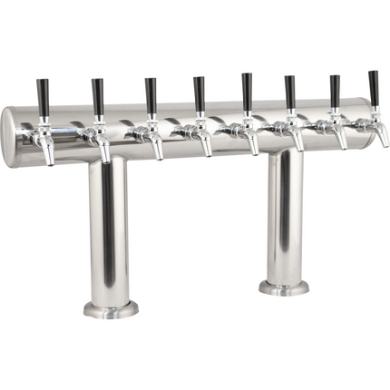 Komos Double-Wide Kegerator with Stainless Double T Bar Tower - 8 Tap