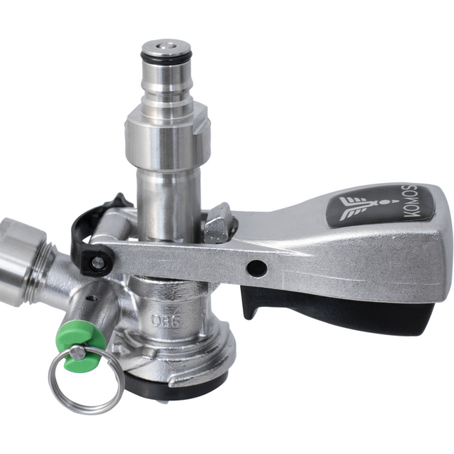 KOMOS Keg Coupler - S Style Sanke Coupler with PRV (Stainless) w/ Ball Lock Quick Disconnect (QD) Adapters