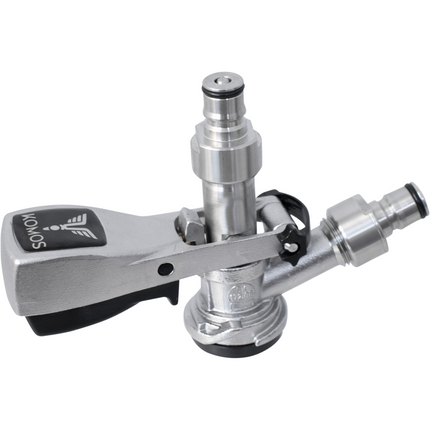 KOMOS Keg Coupler - S Style Sanke Coupler with PRV (Stainless) w/ Ball Lock Quick Disconnect (QD) Adapters